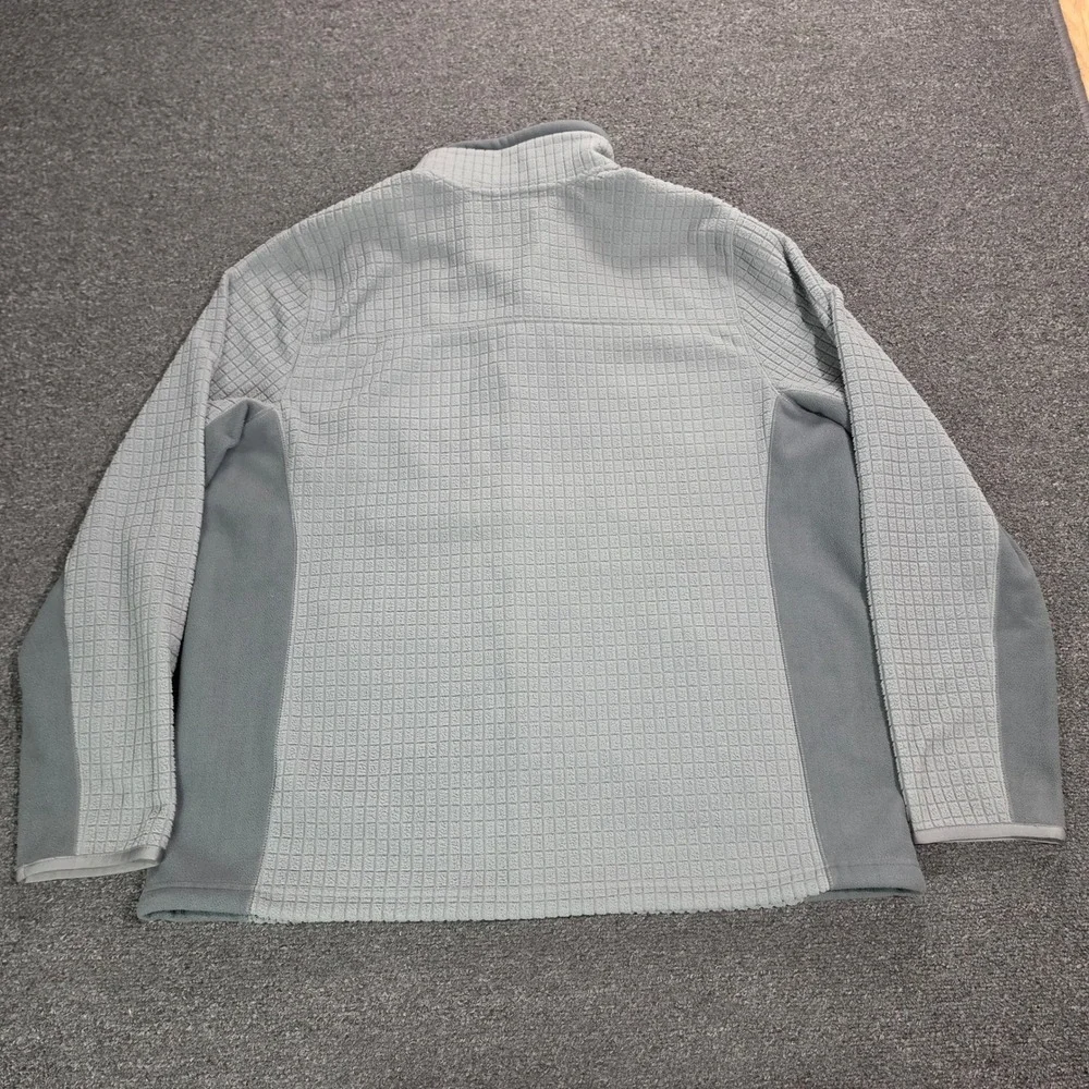L.L.‎ Bean Fleece Jacket Mens XXL Gray Grid Tech Full Zip Sweater 508982 Hiking